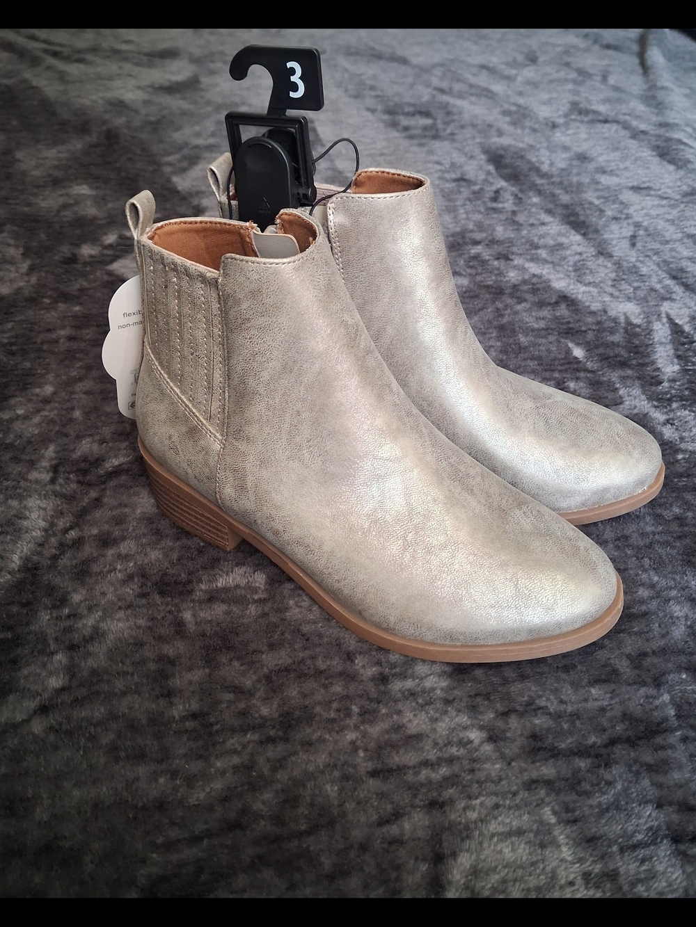 NWT WonderNation Gold, Metallic Ankle Bootie Almond Toe Girls